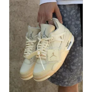 Air Jordan Retro 4 Off White Sail Semi UA Shoes For Men (HS38)