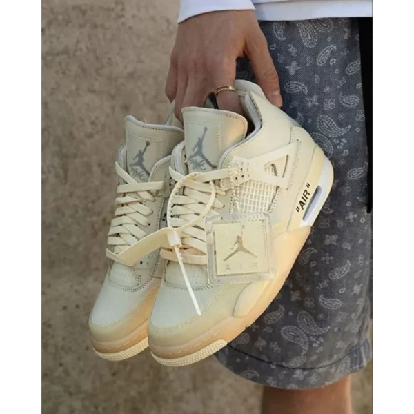 Air Jordan Retro 4 Off White Sail Semi UA Shoes For Men (HS38)