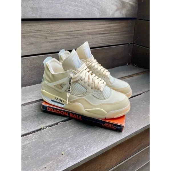 Air Jordan Retro 4 Off White Sail Semi UA Shoes For Men (HS38)