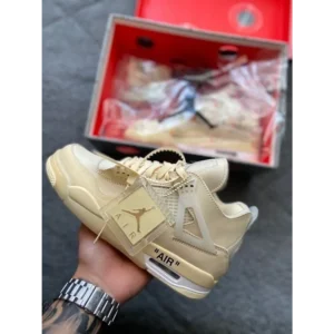 Air Jordan Retro 4 Off White Sail Semi UA Shoes For Men (HS38)