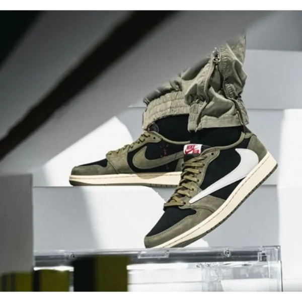 Classy Air Jordan Retro 1 Travis Scott Black Olive Shoes For Men (SHUB258)