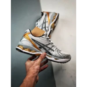 Classy Asics Gel Kayano 14 Grey Gold Running Shoes For Men (SHUB274)