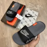 Classy Nike Air Victorie Grey Black Flip Flops For Men (BH1020)